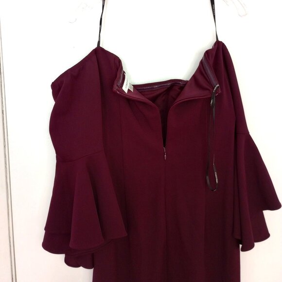 Calvin Klein Deep Purple Off Shoulder Bell Sleeve Dress - Picture 7 of 10